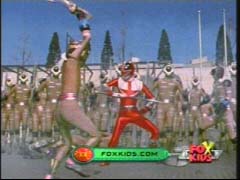 Red Ranger defends the city against the Cyclobots with his last breath